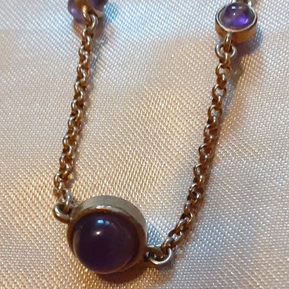 Vintage Gold Chain Necklace with Amethyst Beads